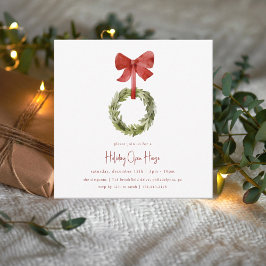 Cartão De Festividades Coroa de Natal Escandinava com Laço Vermelho para 