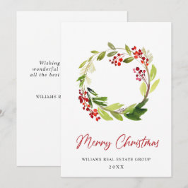 Cartão De Festividades Coroa de Natal Festiva de Azevinho Saudação Corpor