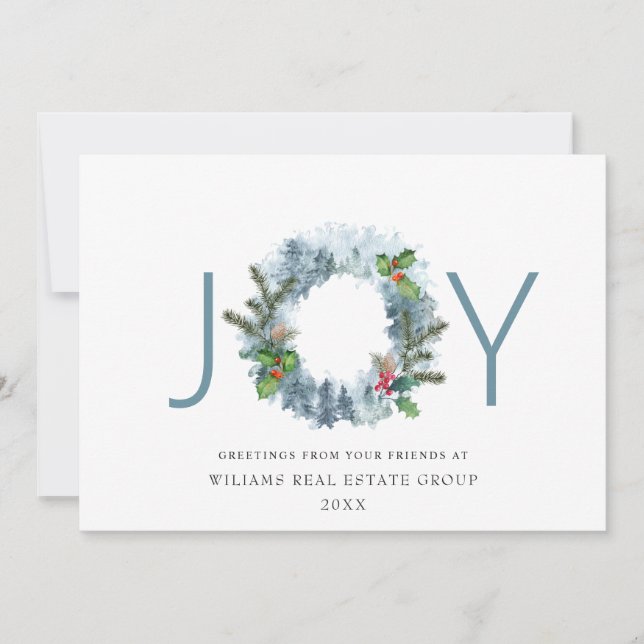 Cartão De Festividades Coroa de Natal Floresta Alegria Paisagem Saudação (Frente)