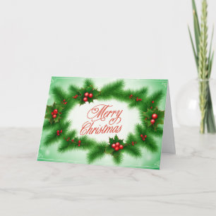 Cartão De Festividades Coroa de Natal Holly Berry Alegre