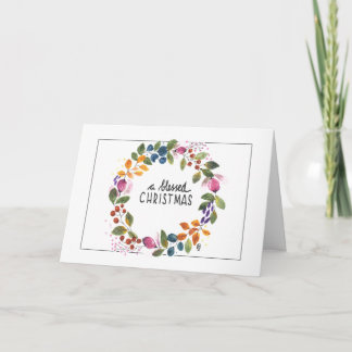 Cartão De Festividades Coroa de Natal, Impressão em Aquarela