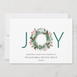 Cartão De Festividades Coroa de Natal JOY Festive Holly Berry Saudações d