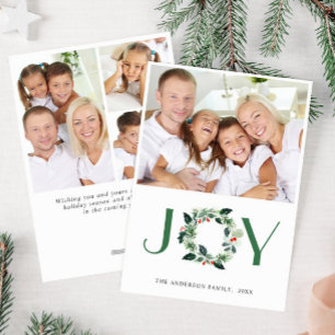Cartão De Festividades Coroa de Natal JOY Festivo Fotografia Saudação