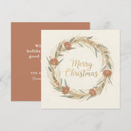 Cartão De Festividades Coroa de Natal Minimalista Boho
