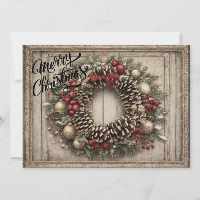 Cartão De Festividades Coroa de Natal personalizada (Frente)