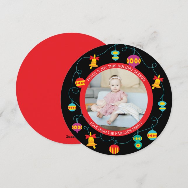 Cartão De Festividades Coroa de Natal Personalizada Divertida Moderna Fot (Frente/Verso)