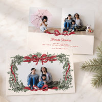 Coroa de Natal Personalizada Laço Vermelho 3 Fotos