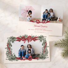 Coroa de Natal Personalizada Laço Vermelho 3 Fotos