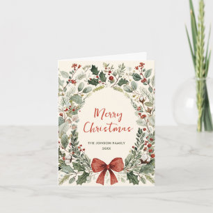 Cartão De Festividades Coroa de Natal retrô boho country funky