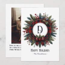 Coroa de Natal Vintage Rica em Xadrez com Monogram