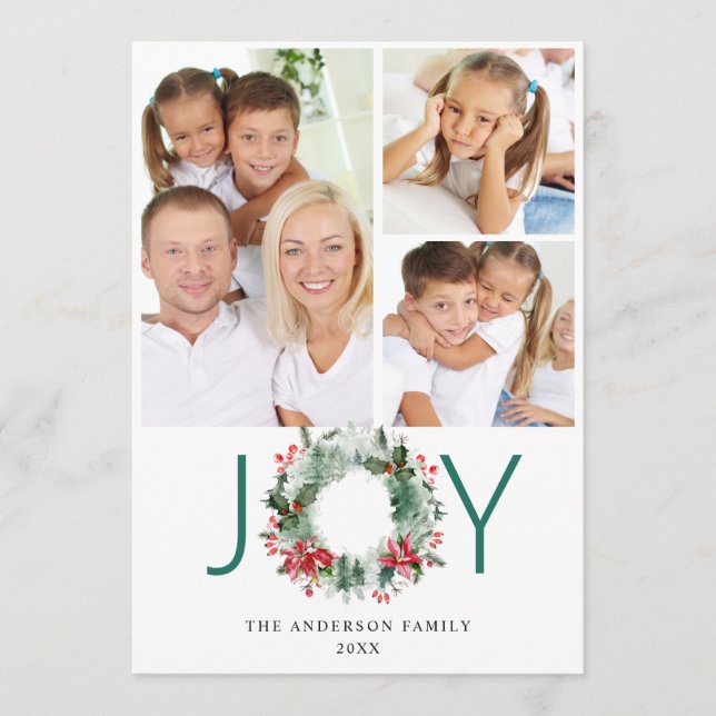 Cartão De Festividades Coroa de Paisagem Azevinho Fruta de Pinheiro FOTO  (Frente)