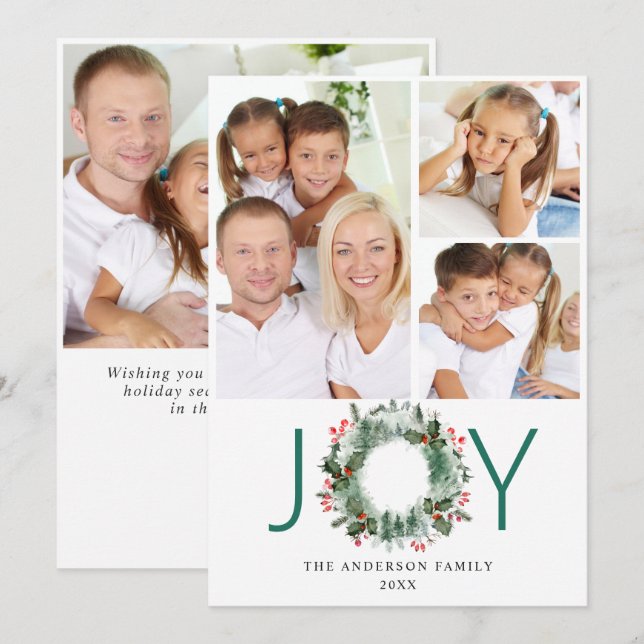 Cartão De Festividades Coroa de Paisagem Azevinho Fruta de Pinheiro FOTO  (Frente/Verso)