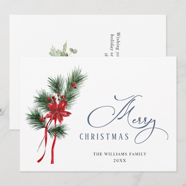 Cartão De Festividades Coroa de pinheiro abeto Feliz Natal Saudação (Frente/Verso)