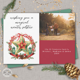 Cartão De Festividades Coroa de Solstício de Inverno Férias Natal Foto