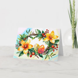 Cartão De Festividades Coroa Floral com Ovos de Páscoa