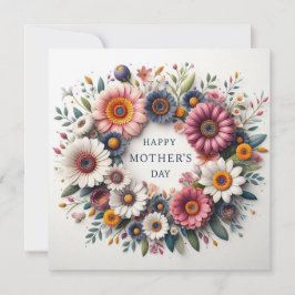 Cartão De Festividades Coroa Floral Dia das Mães