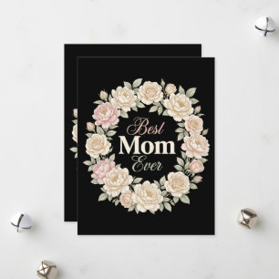 Cartão De Festividades Coroa Floral Elegante Melhor Mãe do Mundo