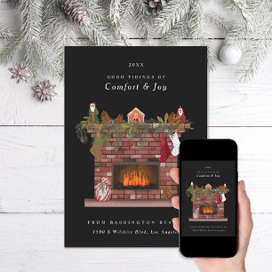 Cartão De Festividades Corporação do Realtor de Lareira Cozy