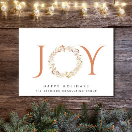 Cartão De Festividades Corporativa Joy Terracotta Wreath Watercolor