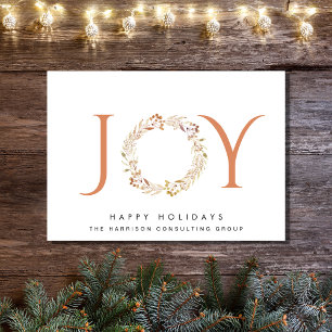 Cartão De Festividades Corporativa Joy Terracotta Wreath Watercolor