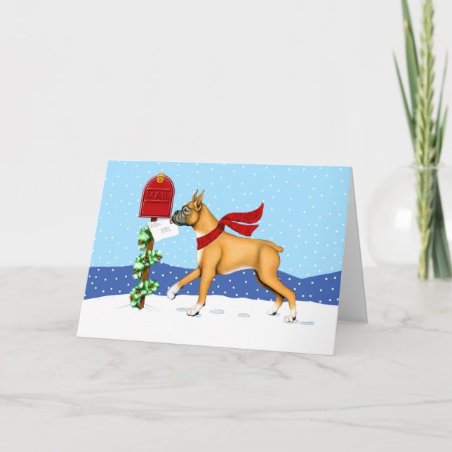 Cartão De Festividades Correio de Natal do Boxer (Frente)