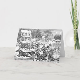 Cartão De Festividades corridas de cavalo retrô