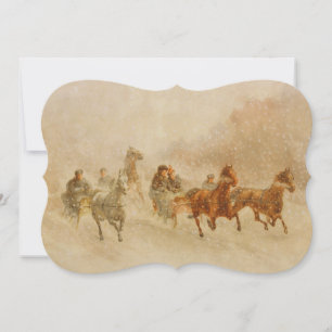 Cartão De Festividades Corta-Rico de Vintage com Raça Aberta de Um Cavalo