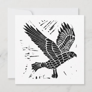 Cartão De Festividades Corte de Raven Lino Voador Negro e Branco