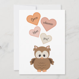 Cartão De Festividades Coruja Bonita Adivinha quem gosta de você! Dia dos