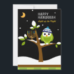 Cartão De Festividades Coruja Chanucá Bonita e Árvore Neve Menorah<br><div class="desc">Coruja Chanucá e Menorah lindas em uma Árvore Neve. Acenda as noites. Esta linda e colorida coruja de Hanukkah e Menorah em uma árvore de neve é totalmente divertida! O estilo Cartoon Colorido encantará amigos e familiares de todas as idades. Ele foi projetado para fazer todos sorrirem nesta temporada de...</div>