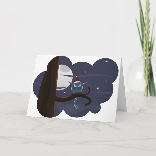 Cartão De Festividades coruja de natal assustadora (Frente)