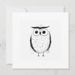 Cartão De Festividades Coruja Mínima Bonita - Estilo Desenho Mão - Preto