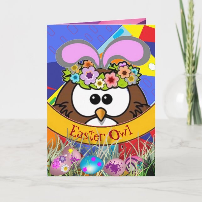 Cartão De Festividades Coruja páscoa (Frente)