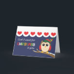 Cartão De Festividades Coruja que quero no Natal é você, coração<br><div class="desc">Cartões de Natal românticos,  ideais para seu companheiro de alma! Coruja bonita sentada num galho.</div>