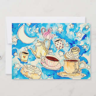 Cartão De Festividades cosmic cinnamon rolls & coffee cups art
