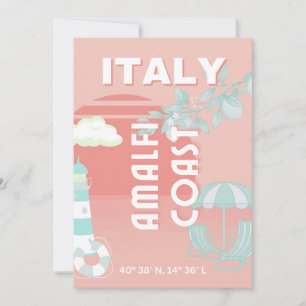 Cartão De Festividades Costa Amalfi, Viagem de Arte, Pastel