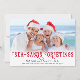 Cartão De Festividades Costeira de Natal da Praia Engraçada