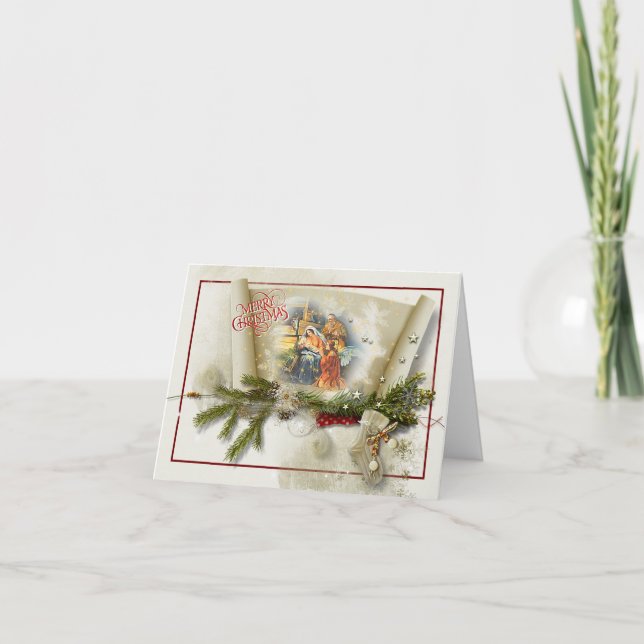 Cartão De Festividades Costume de colagem de natividade adorável (Frente)