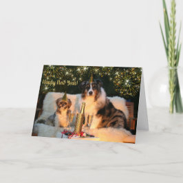 Cartão De Festividades Costume do feliz ano novo dos amigos do cão
