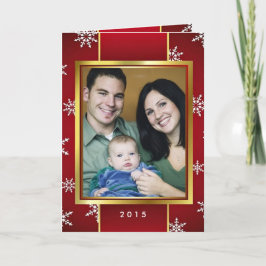 Cartão De Festividades Costume Dourado vermelho retro da foto do Natal