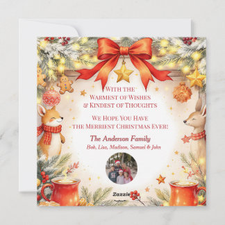Cartão De Festividades Cottagecore Fox Custom Photo Christmas Card