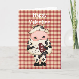 Cartão De Festividades Country Fun Moo Cow Valentine's Day Card