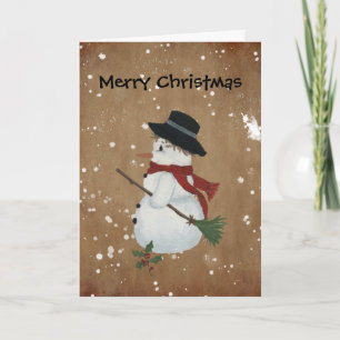 Cartão De Festividades Country Snowman Christmas Card