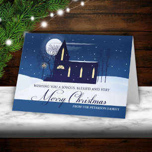 Cartão De Festividades Country Winter Church Merry Christmas Card