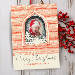 Cartão De Festividades Country Winter Log Cabin Christmas Photo