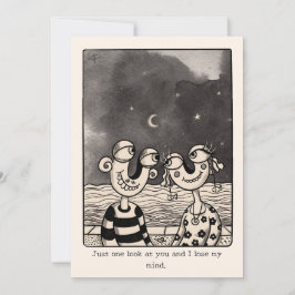 Cartão De Festividades Couple In love hand drawn Valentine's Card