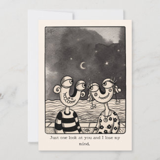 Cartão De Festividades Couple In love hand drawn Valentine's Card