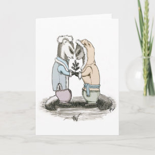 Cartão De Festividades Courting Ferrets blank card