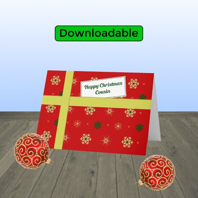 Cartão De Festividades Cousin Red Christmas parcela moderno (Criador carregado)