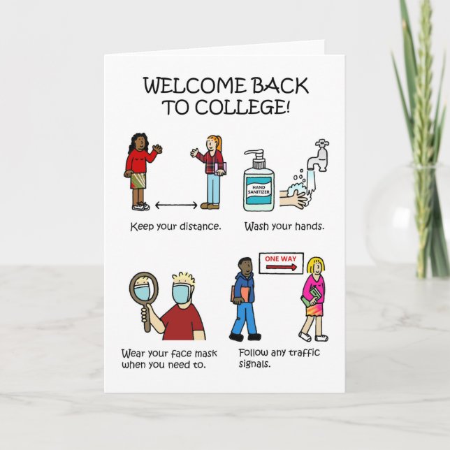 Cartão De Festividades Covid 19 Bem-vindo de volta à faculdade (Frente)